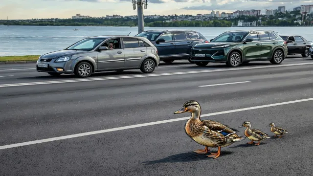 Утки перекрыли Чернавский мост. Воронеж замер!